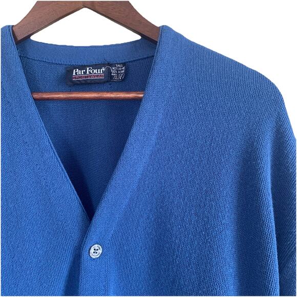 Vintage Par Four Blue Golf Cardigan Sweater Men’s Size XL Tall Grandpa - Picture 1 of 12
